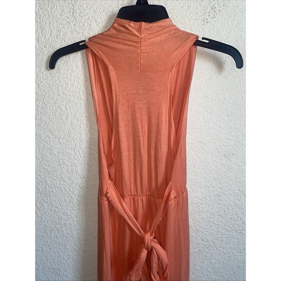 5th & Love Women Maxi Long Tank Dress Coral M V Neck Tie Back Tropical Summer - Picture 5 of 7